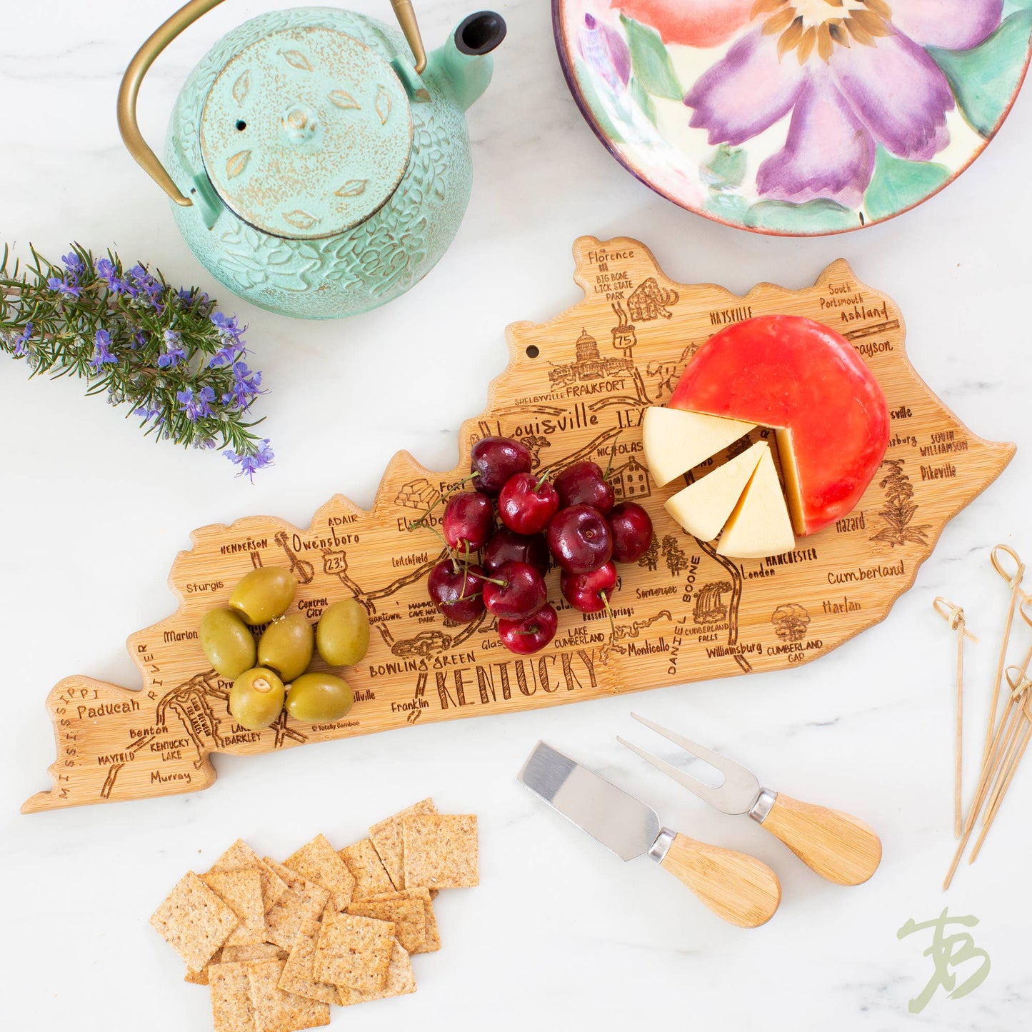 Destination Kentucky State-Shaped Serving & Cutting Board