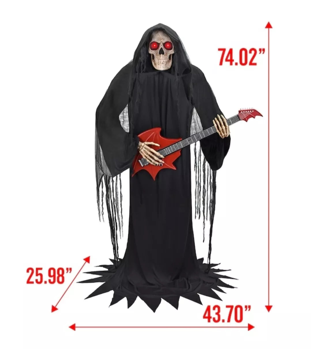 Haunted Living 6’ Animatronics Reaper with Guitar Halloween Prop Bluetooth